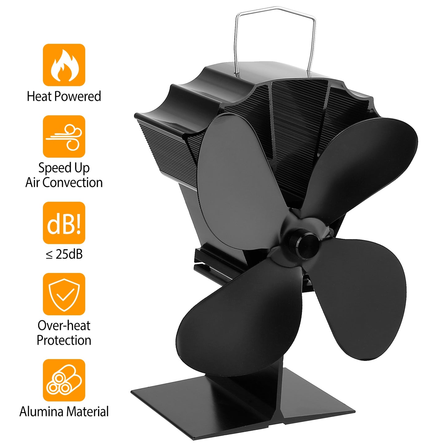 Heat Powered Stove Fan Aluminum Silent Eco Fan For Wood Log Burner Fireplace Warm Air Fan For Winter