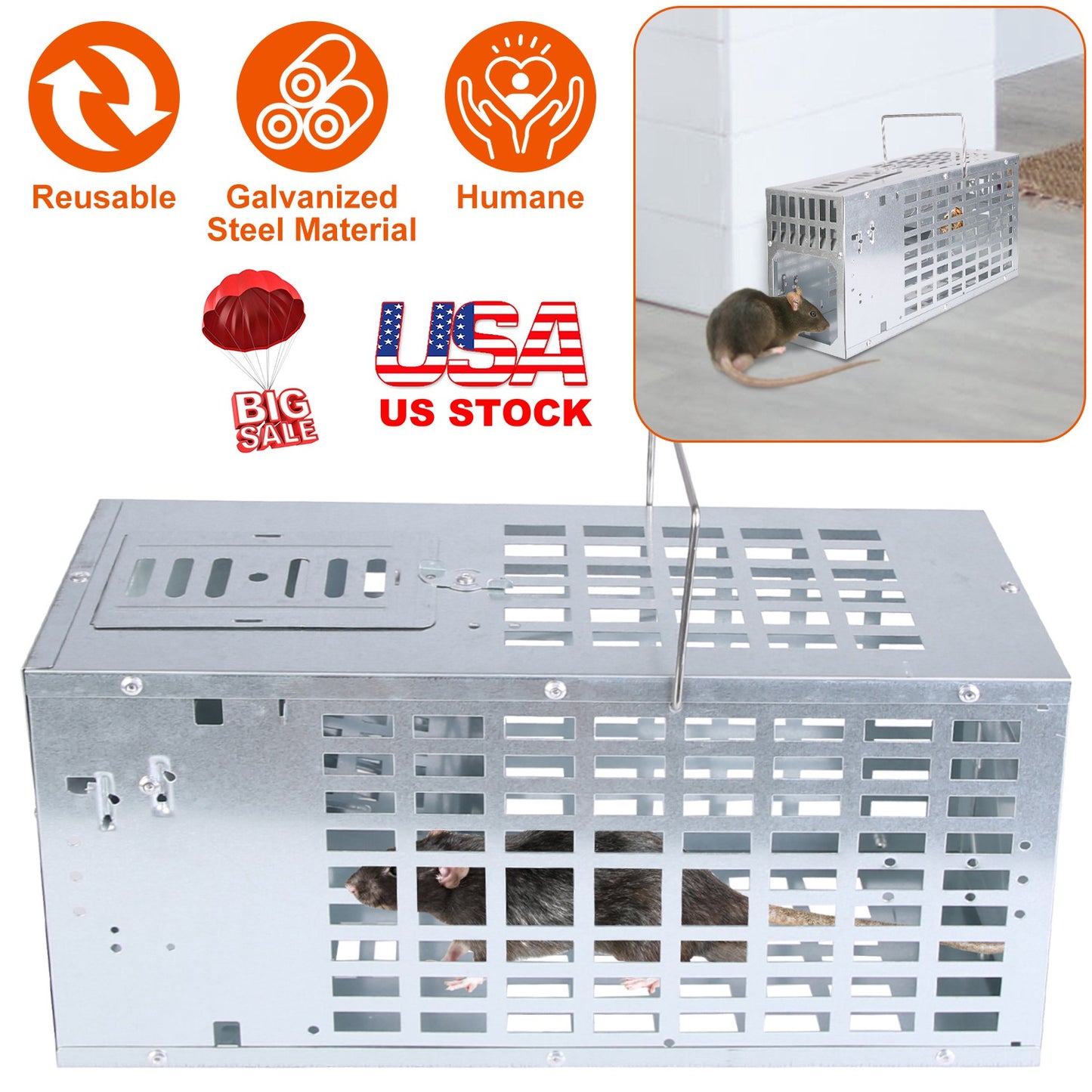 Humane Live Mouse Trap Reusable Metal Rat Rodent Cage Catch Release Continuous Capture Indoor Outdoor Pet Children Safe
