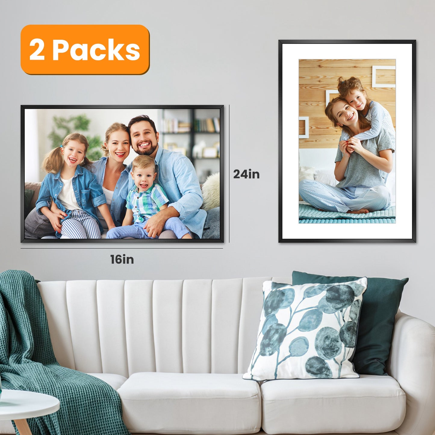 2 Packs 16x24in Picture Frames Wall Gallery Photo Frame Wall Mounted Poster Display Frame  for Horizontal Vertical Wall Mounted