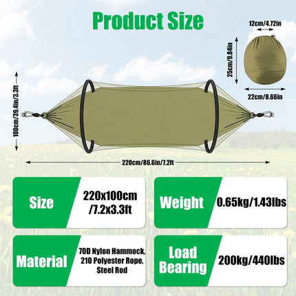 Camping Hammock with Mosquito Net 3-in-1 Portable 440lbs
