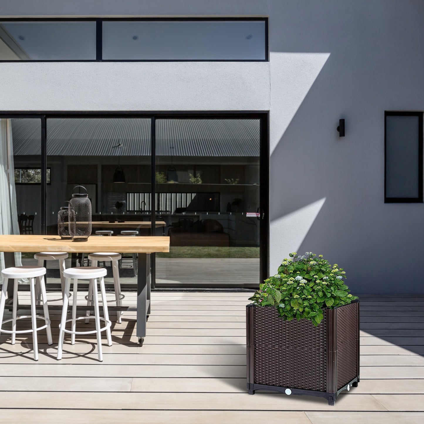 Raised Garden Bed Plant Growth Box with Self-watering System for Garden Patio Balcony Elevated Planter Box for Flowers Vegetables Herbs