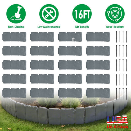 Plastic Landscape Edging 16FT Kit with Cobblestone Design