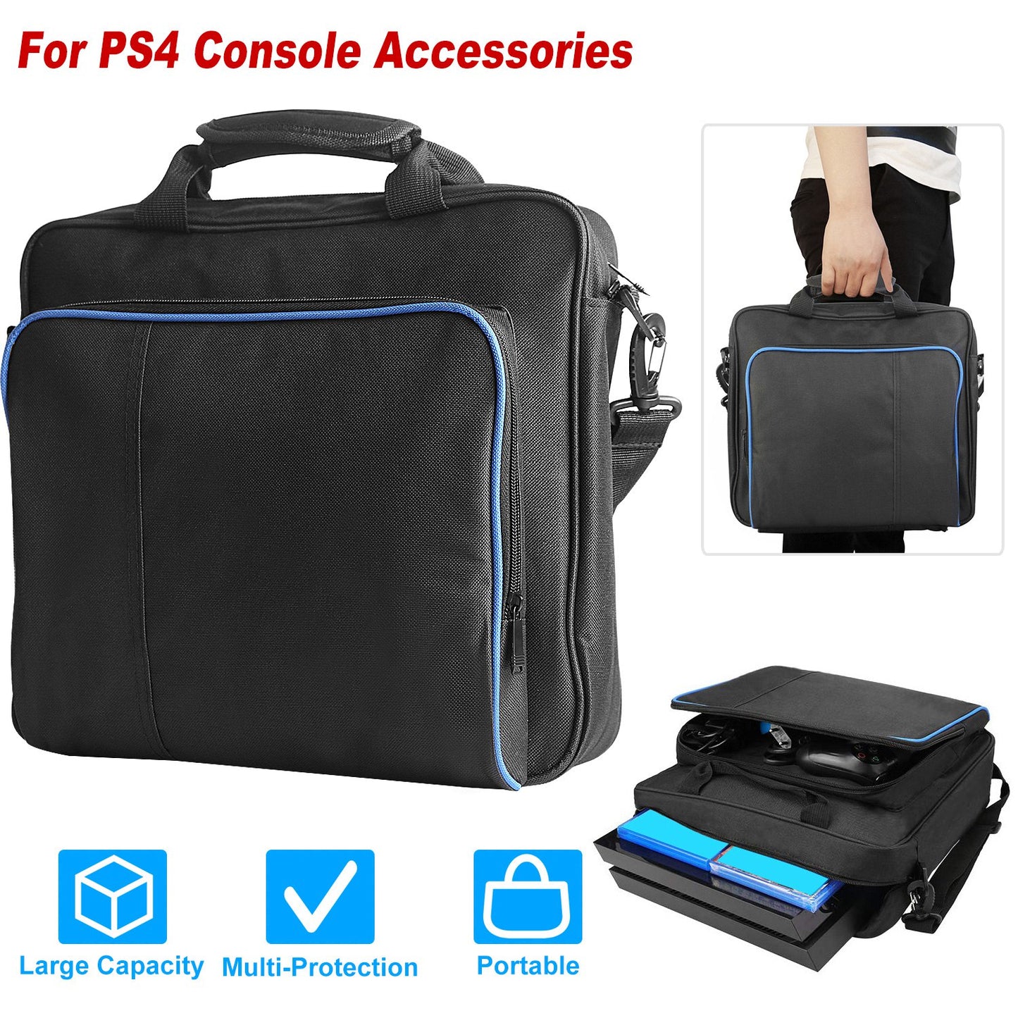 Travel Carry Case For PlayStation4 PS4 Console Accessories Handbag w/Shoulder Strap