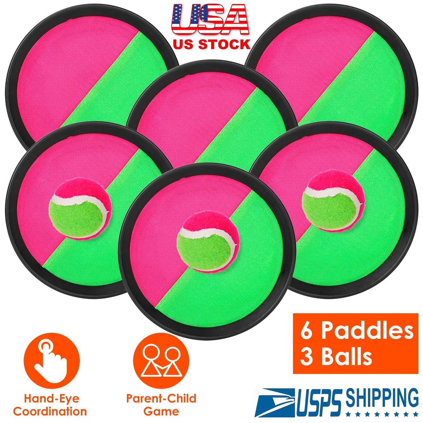 3Sets Toss and Catch Ball Throw Catch Ball Paddle Outdoor Ball Game Catch Game Beach Game