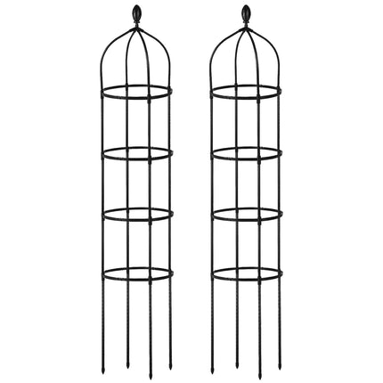 2 Packs Garden Obelisk Trellis 5.9FT Plants Tower for Climbing Plants Flower Vegetable Vine Support Rustproof Garden Plant Trellis Black