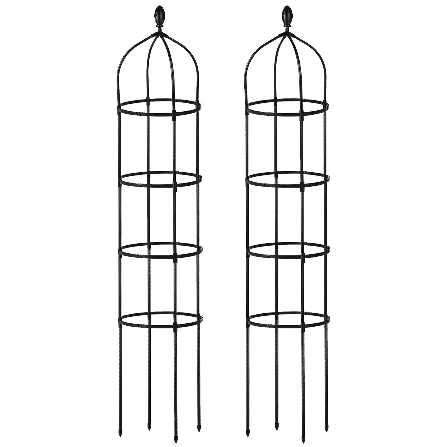 2 Packs Garden Obelisk Trellis 5.9FT Plants Tower for Climbing Plants Flower Vegetable Vine Support Rustproof Garden Plant Trellis Black
