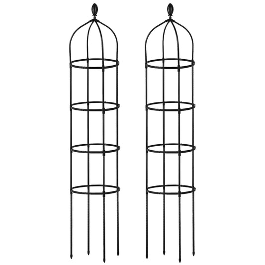 2 Packs Garden Obelisk Trellis 5.9FT Plants Tower for Climbing Plants Flower Vegetable Vine Support Rustproof Garden Plant Trellis Black