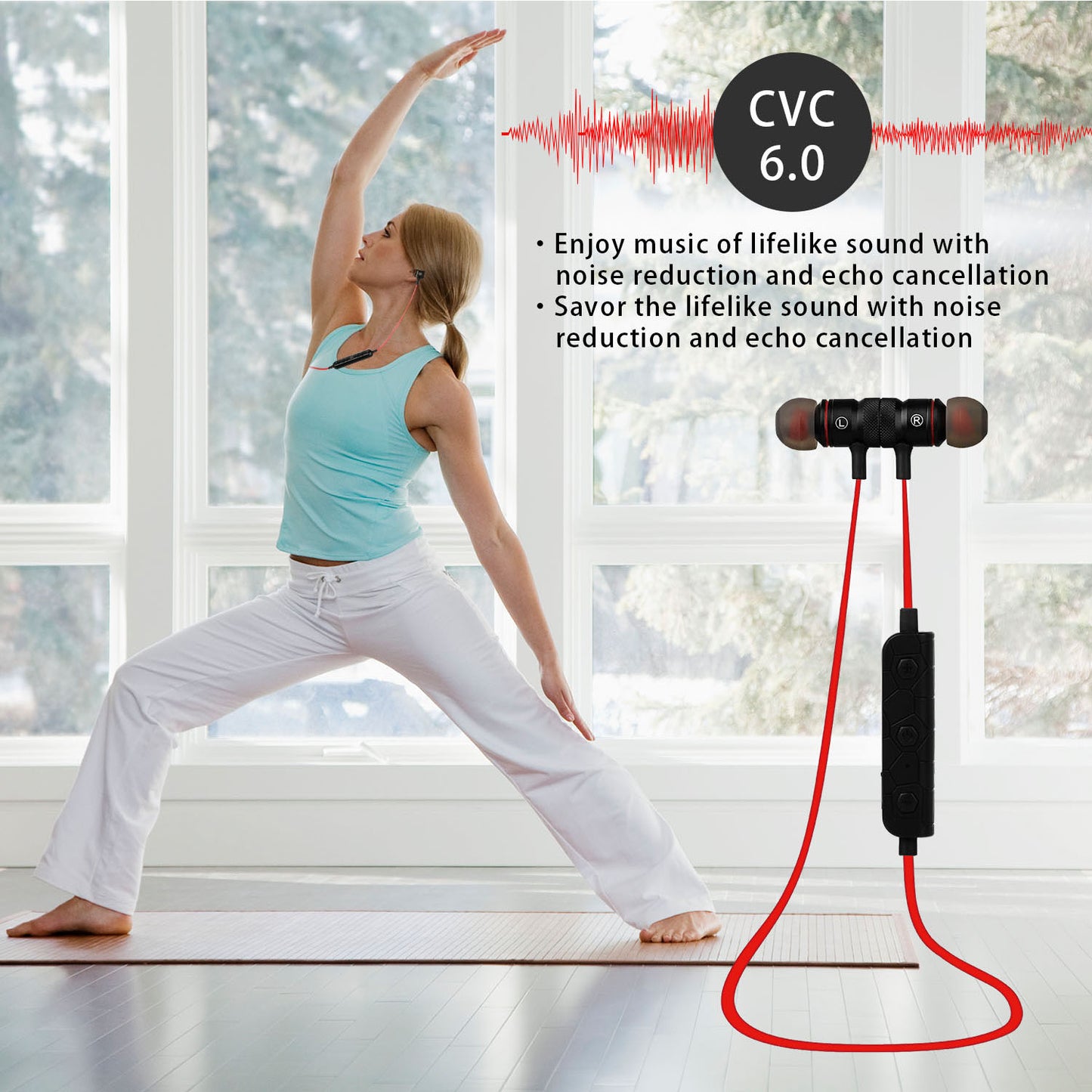 Wireless Headsets In-Ear Neckband Headphones Sweat-proof Sport Earbuds w/ Call Alert Number Broadcast For Gym Running Hiking