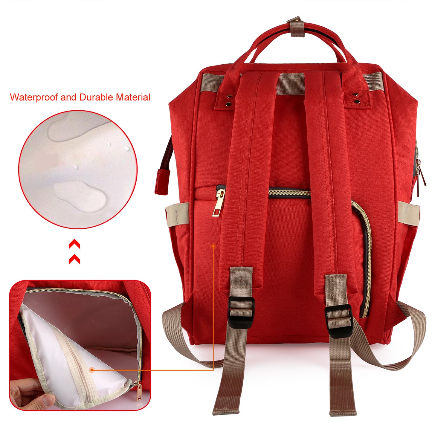 Mummy Diaper Bag Backpack Water-Resistant Large Capacity Travel Nappy Backpack Baby Nursing Handbag for Mom Dad Baby Care