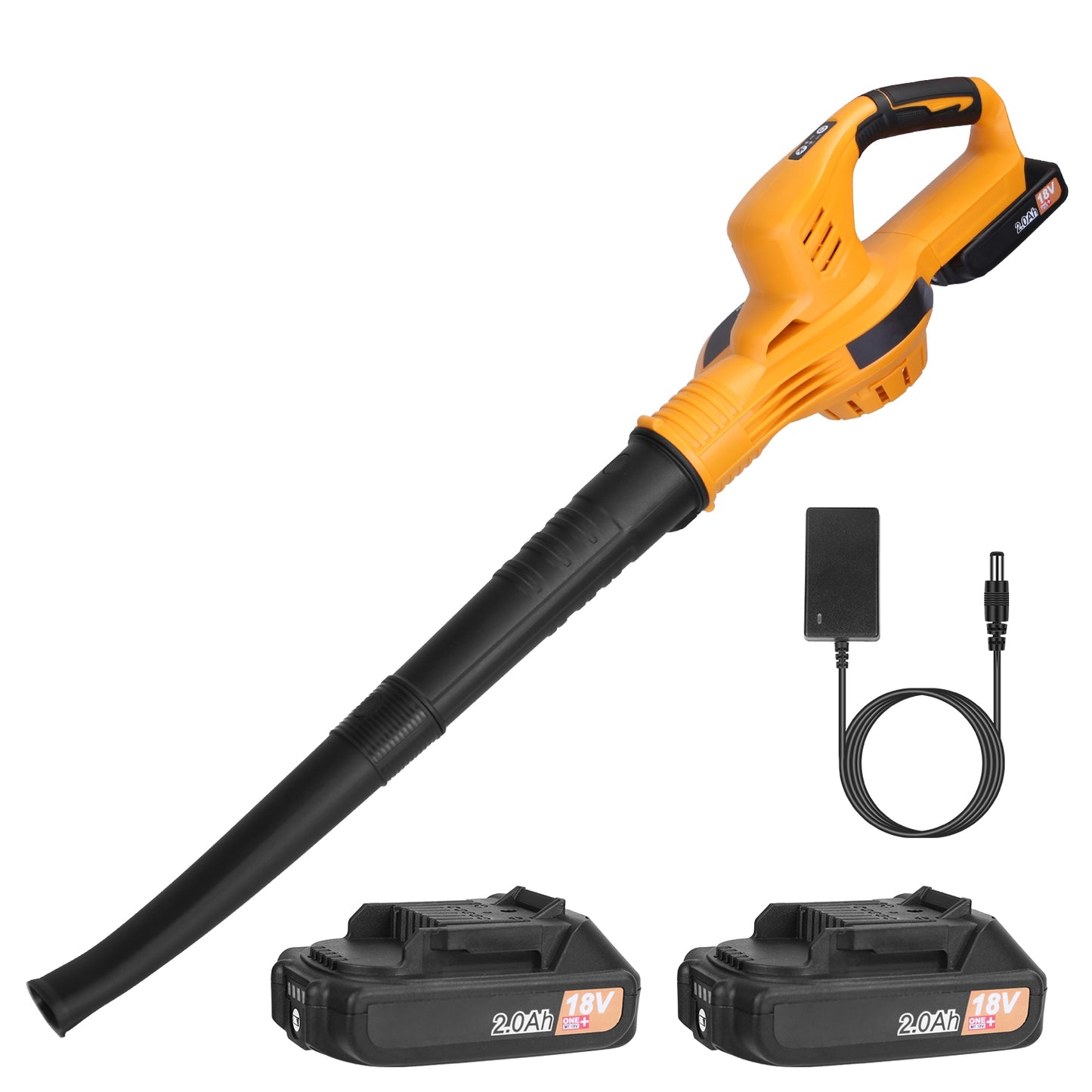 Cordless Leaf Blower Handheld Electric Battery Powered Air BlowerÊMax 124MPH 300CFM with 2 Adjustable Speeds 2Pcs 18V 2000mA Battery and Charger for Y