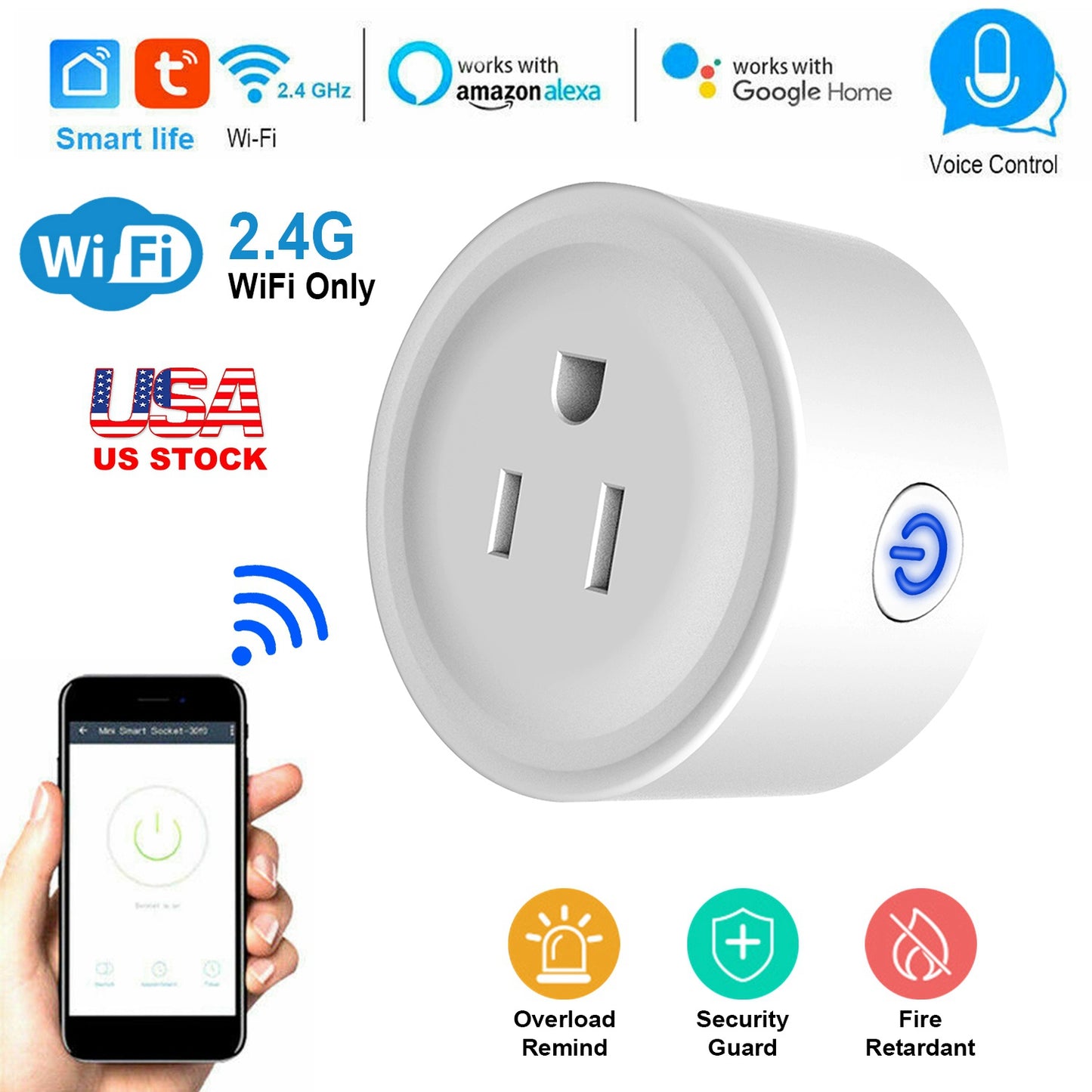 WiFi Smart Plug Outlet Wireless Smart Socket APP Remote Voice Control Timer Alexa Google US