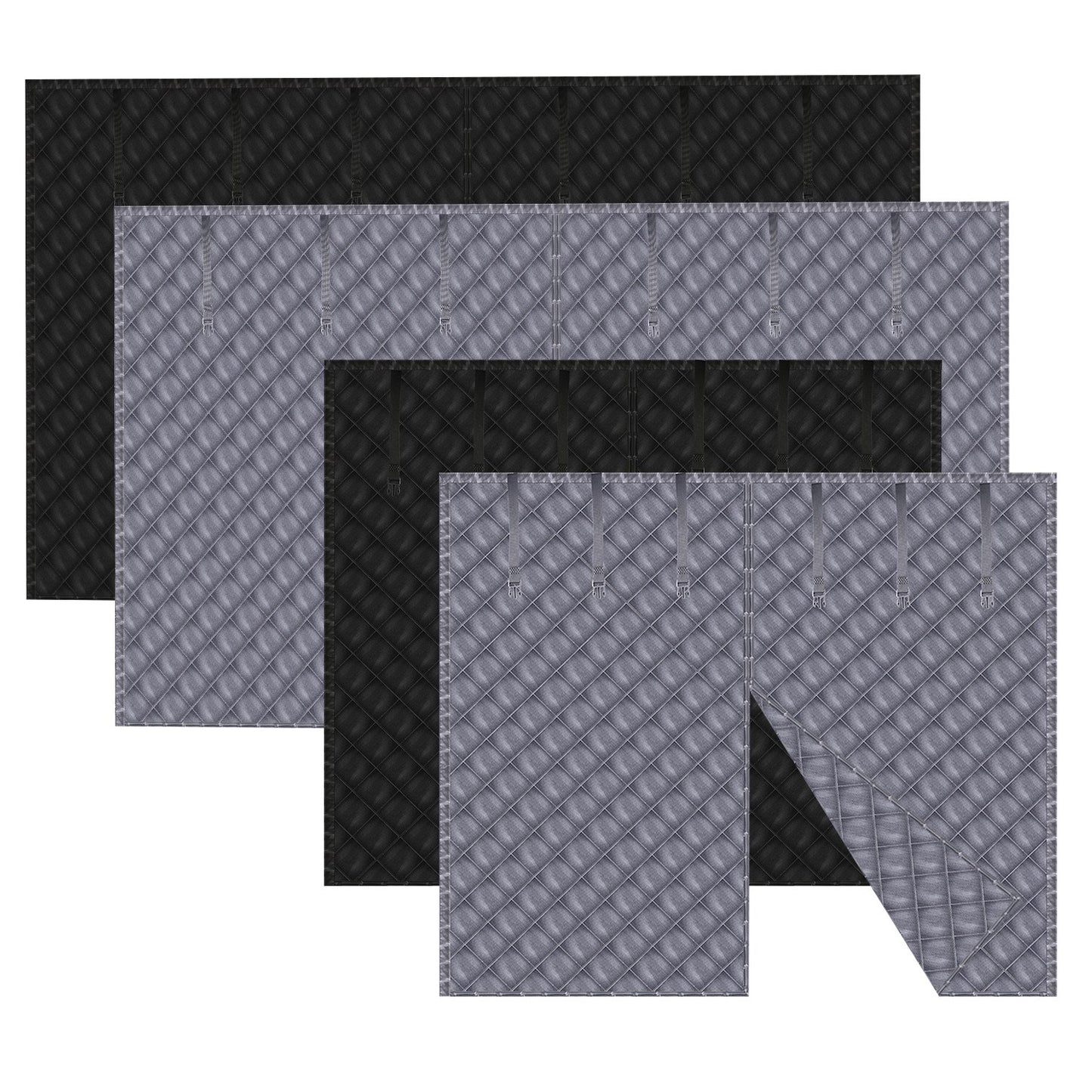 16*7FT Magnetic Thermal Insulated Garage Door Curtain for Winter Two-Car Garage Screen with Magnetic Closure 8 Roll Up Buckle Straps for Two Cars Weat