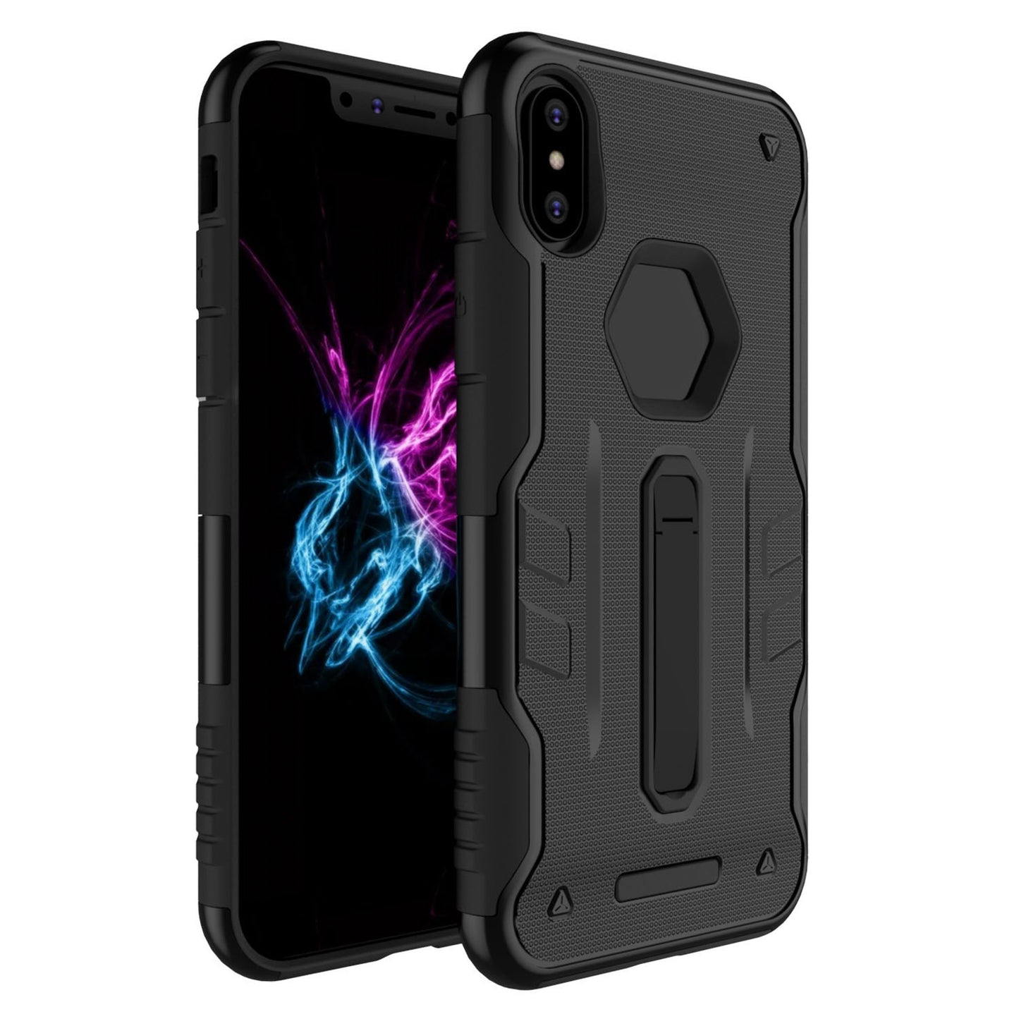 Rugged Phone Case for iPhone X Drop-protection Phone Case with Kickstand Heavy Duty Dual Layers Phone Protective Cover