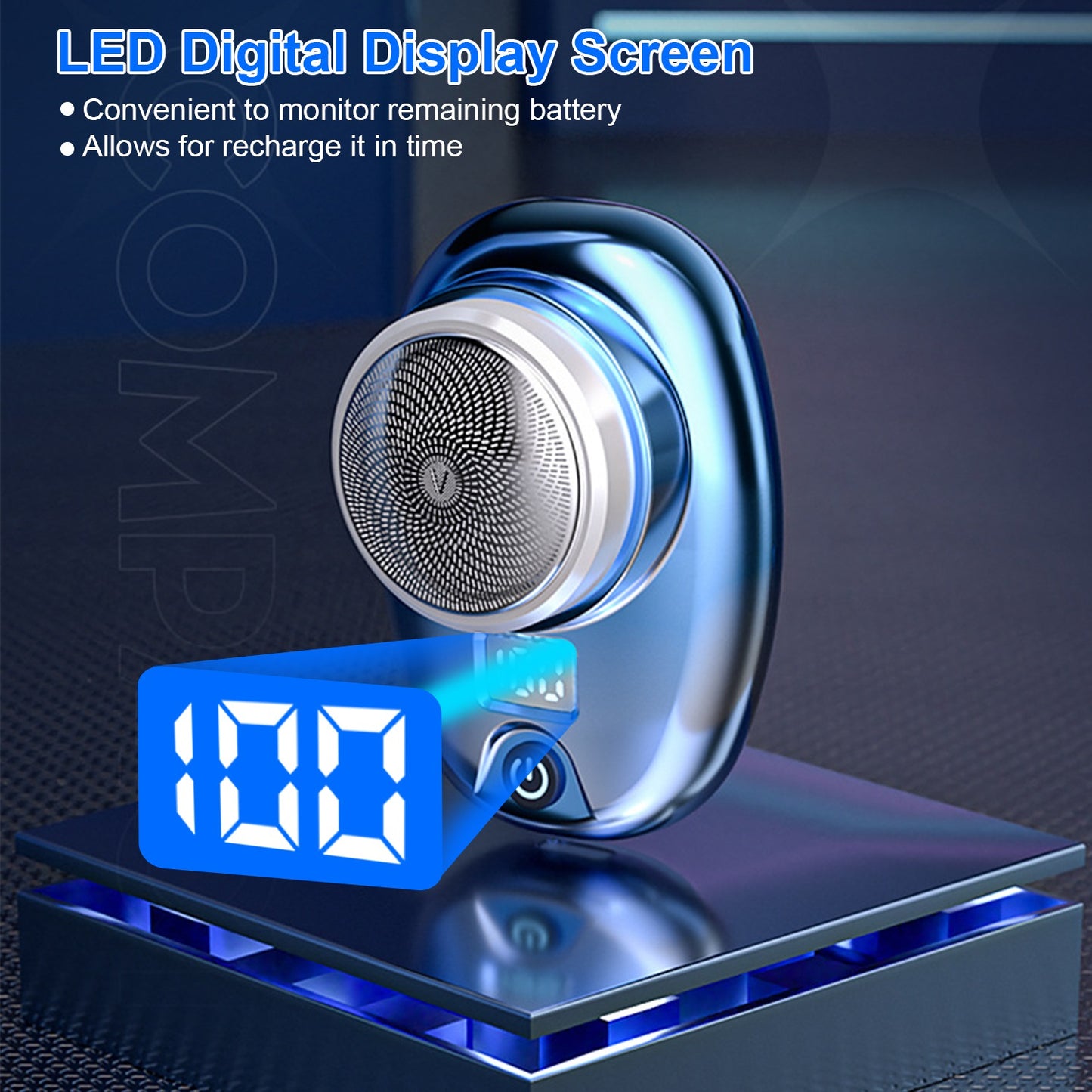 Portable Electric Shaver with LED Digital Display Type-C Rechargeable Electric Razor for Men Electric Beard Trimmer for Home Office Travel Car