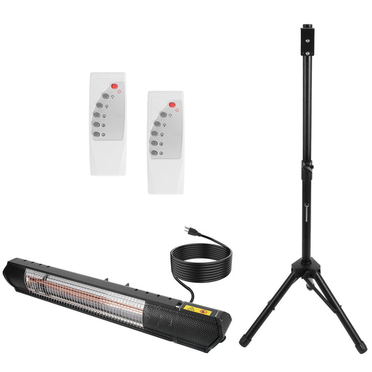 1500W Infrared Patio Heater with Stand, 3 Heat Levels & Remote