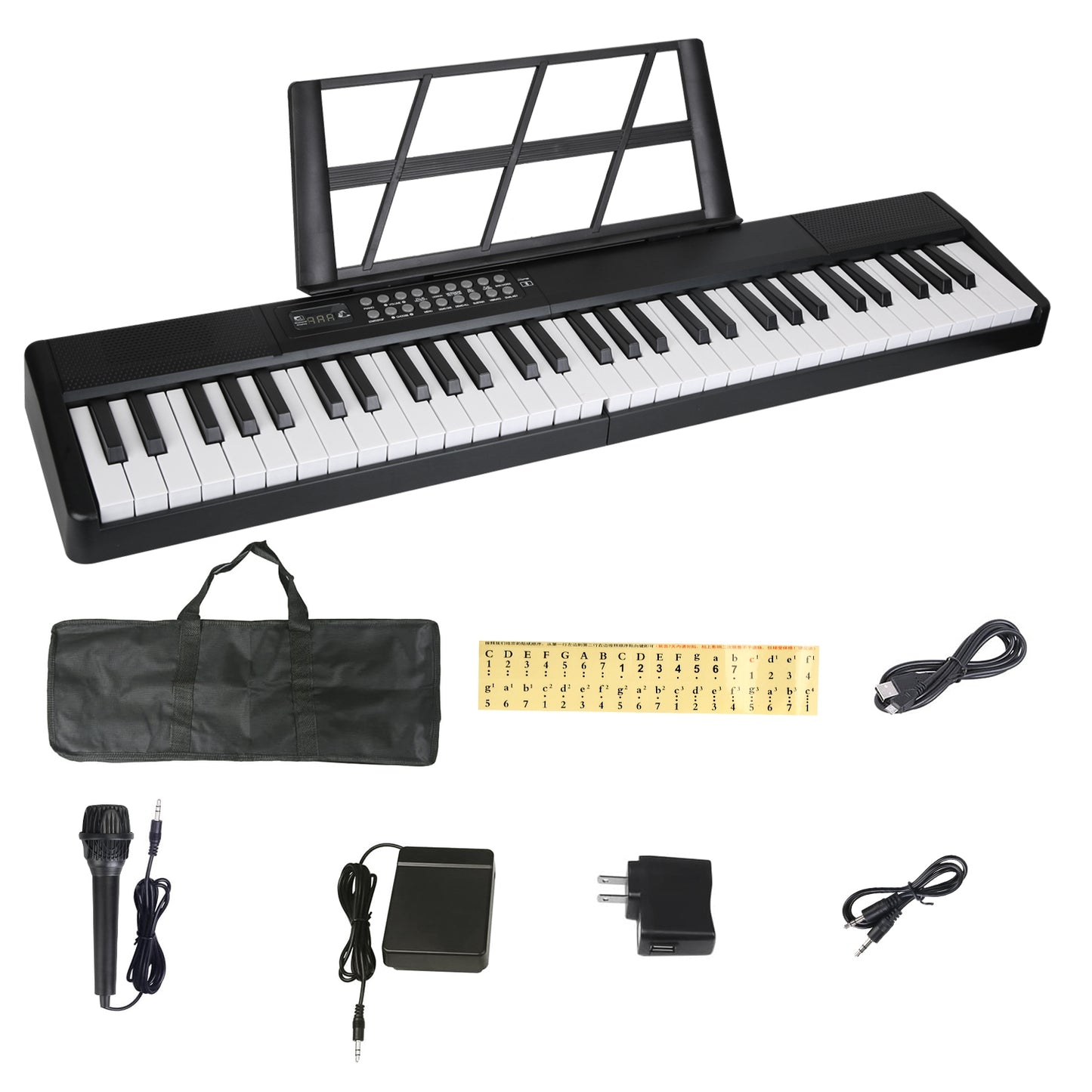 61Keys Foldable Electronic Piano Keyboard With Micro Audio Sustain Pedal Music Stand Storage Bag Portable Wireless MiDi Connection Keyboard For Beginn
