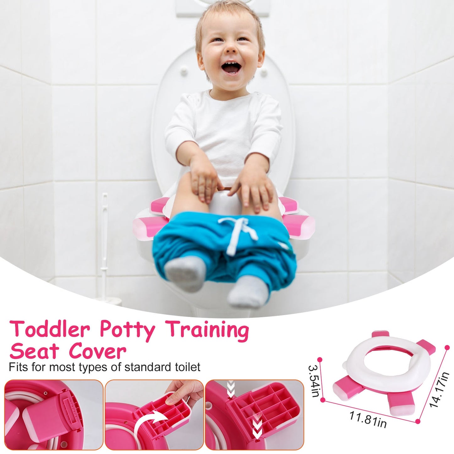 Portable Toddler Potty Toilet Foldable Potty Training Seat Cover with Splash Guard Include Storage Bag 20Psc Potty Bags Baby Toilet Trainer for Indoor