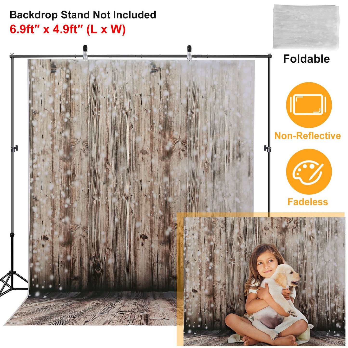 5x7FT Wooden Floor Photo Backdrops Wood Wall Rustic Photography Background for Studio Birthday Party Events Decoration
