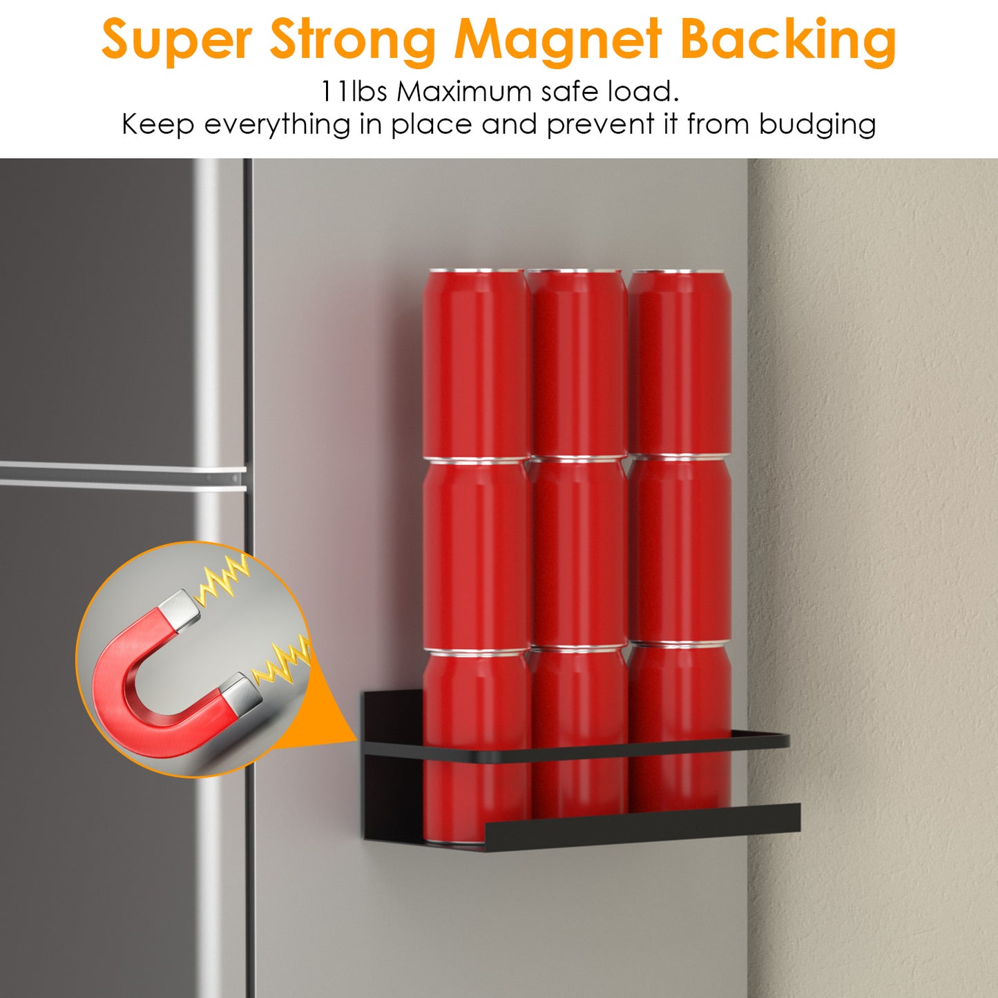 2 Packs Magnetic Spice Holder Rack Organizer Strong Magnetic Seasoning Storage Shelf for Refrigerator Microwave