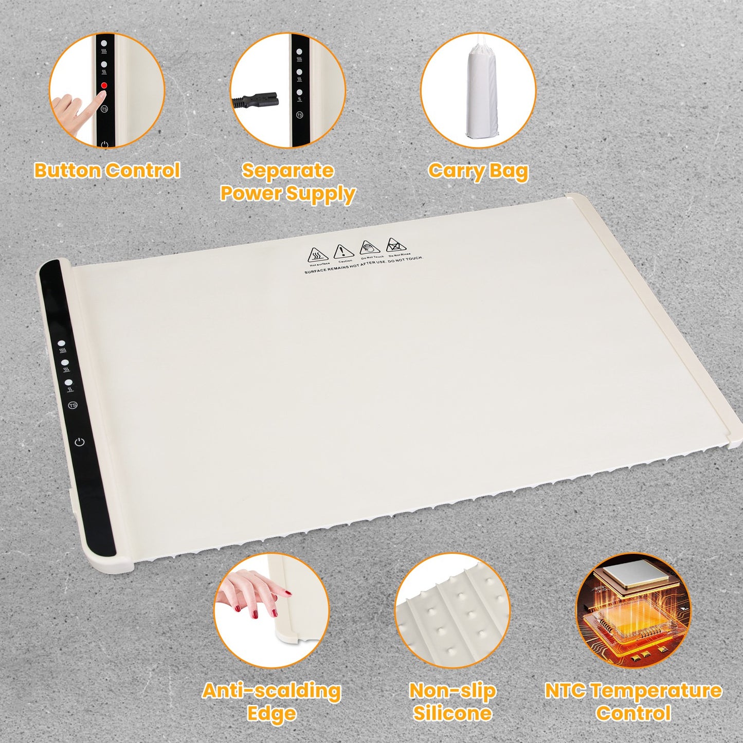 Electric Warming Tray Smart Food Warmer Roll Up Heating Pad With Adjustable Temperature Control 3 Auto Timer Settings for Buffet Party Gathering Resta