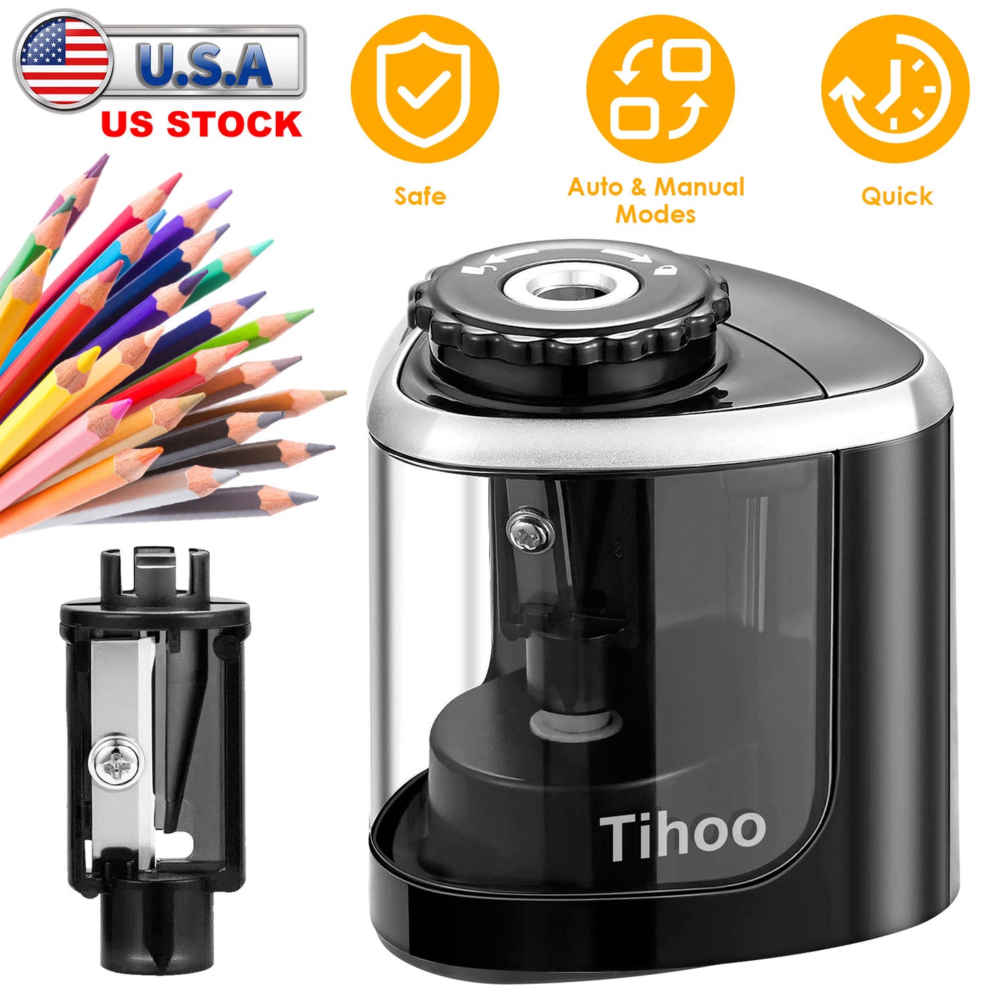 Electric Pencil Sharpener Auto Manual Pencil Sharpener Pencil Sharpener Battery Powered Pencil Sharpener Portable Pencil Sharpener for Wood Graphite