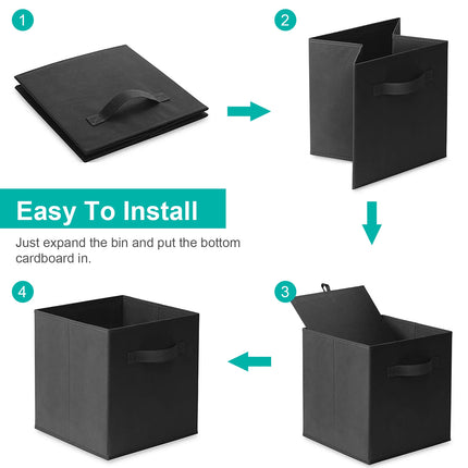 2 Sets Storage Bin Non-Woven Fabric Cube Organizer with Handle Foldable Cube Basket For Shelves Closet Living Room Bedroom Black