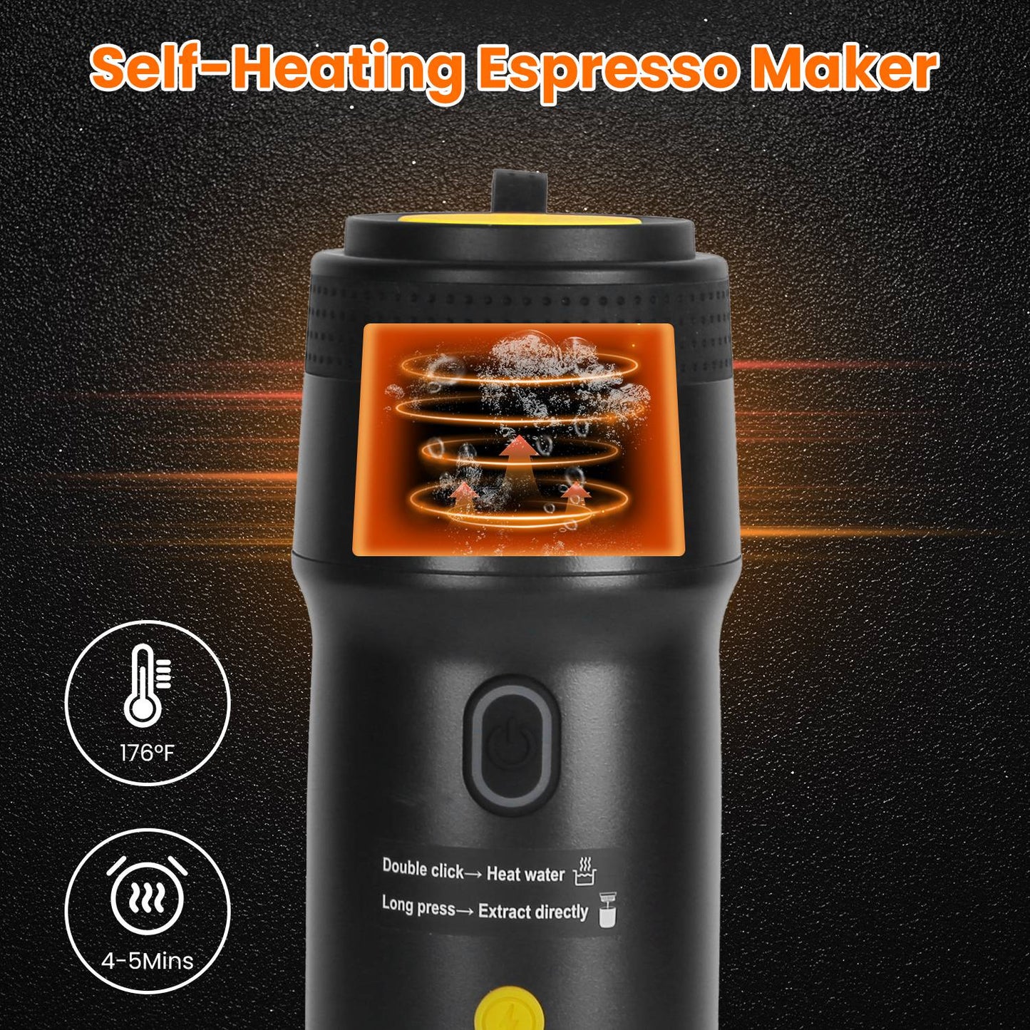 Portable Espresso Maker – Cordless Self-Heating Coffee Machine for Travel & Car