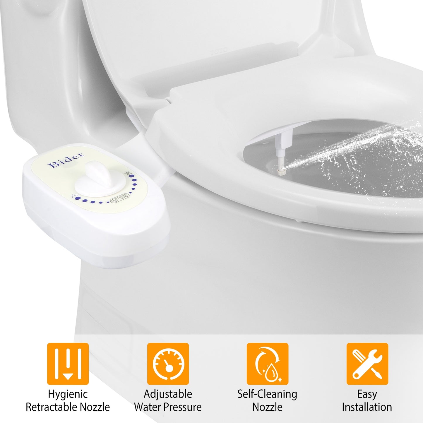 Bidet Fresh Water Spray No Electric Mechanical Bidet Toilet Seat Attachment Adjustable Water Pressure