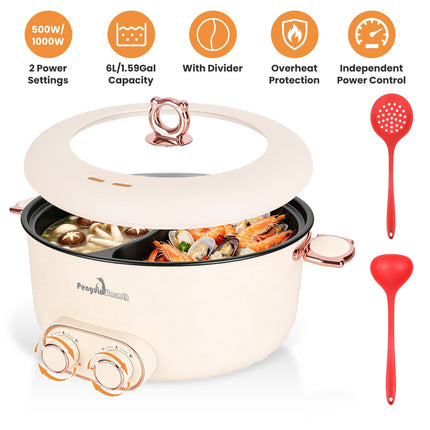 Electric Hot Pot 6L Dual Divider with Independent Controls