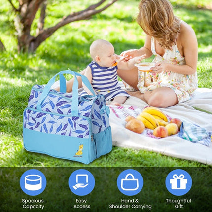 5PCS Baby Diaper Bag Set, Multifunctional Mummy Handbags with Diaper Pad, Food Bag, Bottle Bag, Travel Tote for Mom & Dad