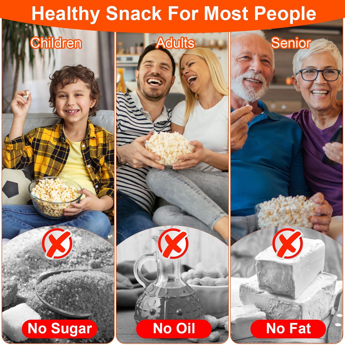 Hot Air Popcorn Popper Maker with Measure Cup And Butter Warmer 1200W Oil-Free Easy To Use 8Cups Mini Popcorn Maker Machine for Home