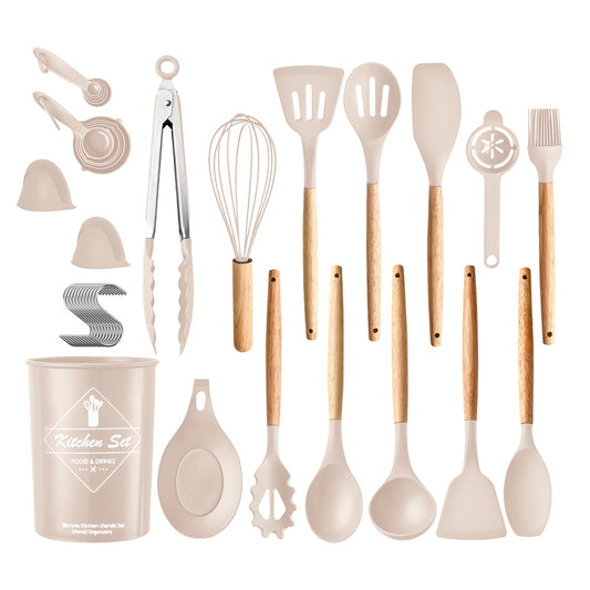 35Pcs Kitchen Cooking Utensils Set Spatula Set Baking Utensil Set Kitchen Accessories Necessities with Holder Egg Whisk Separator Tong Turner Spoons C