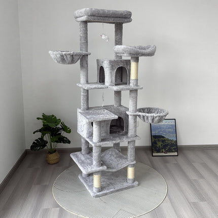 68-Inch Multi-Level Cat Tree with Hammocks & Scratching Posts