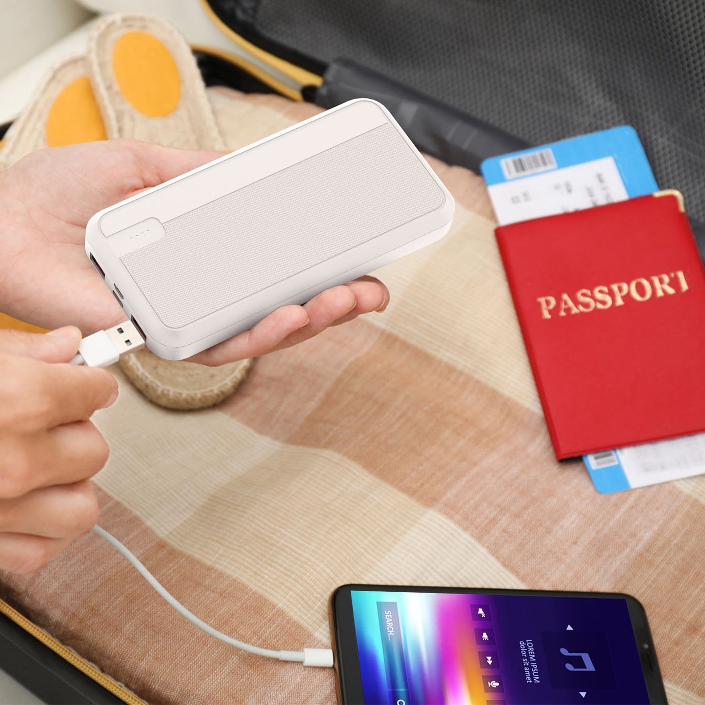 10000mAh PD22.5W Fast Charging Power Bank Fast Charger Portable Phone Charger with Type-C USB Cable Fit For IOS Phone 15/14 Samsung Galaxy S24 And Mor