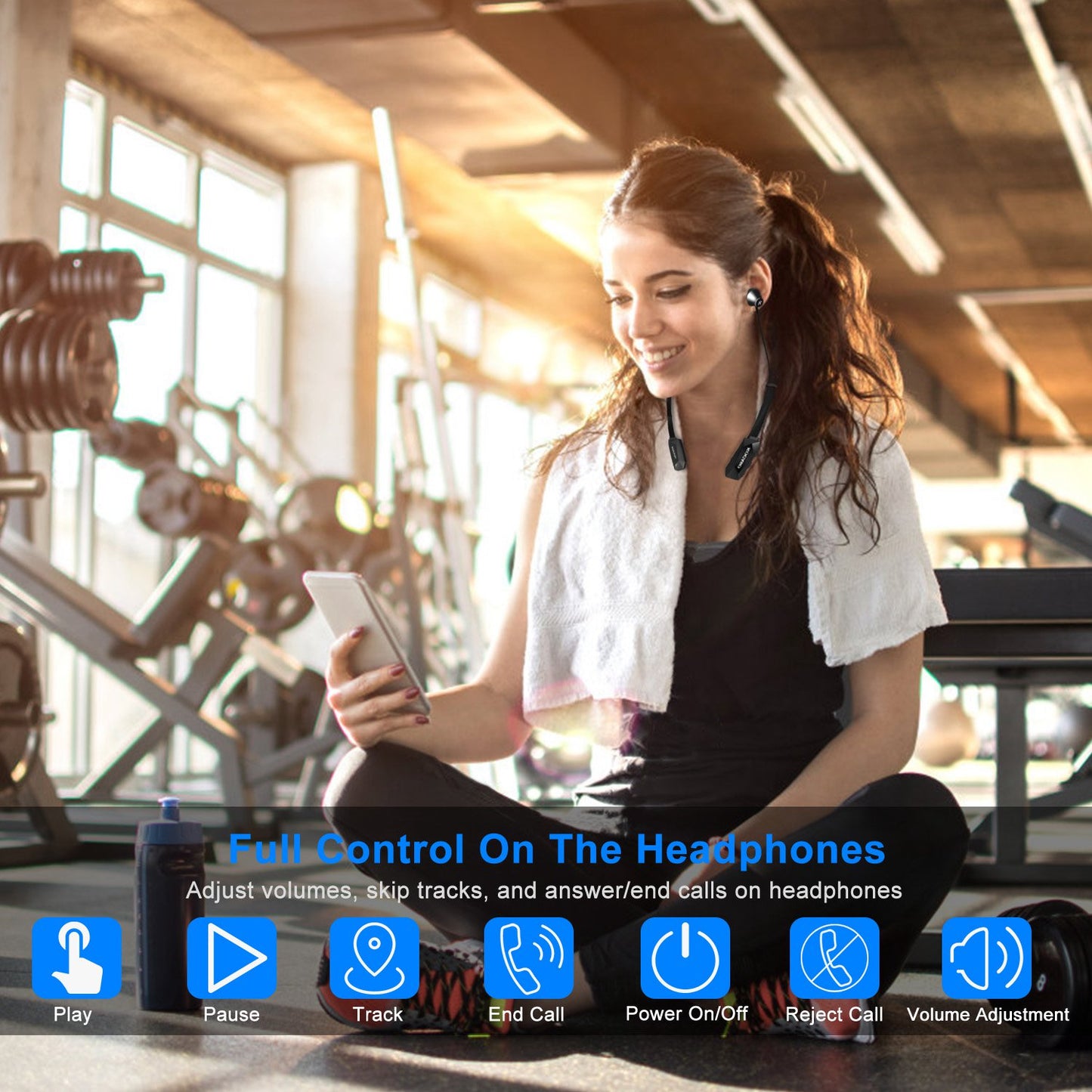 Wireless Neckband Headphones V4.2 Sweat-proof Sport Headsets Earbuds In-Ear Magnetic Neckbands Stereo Earphone Deep Bass Earphone w/Mic 15Hrs Work Run