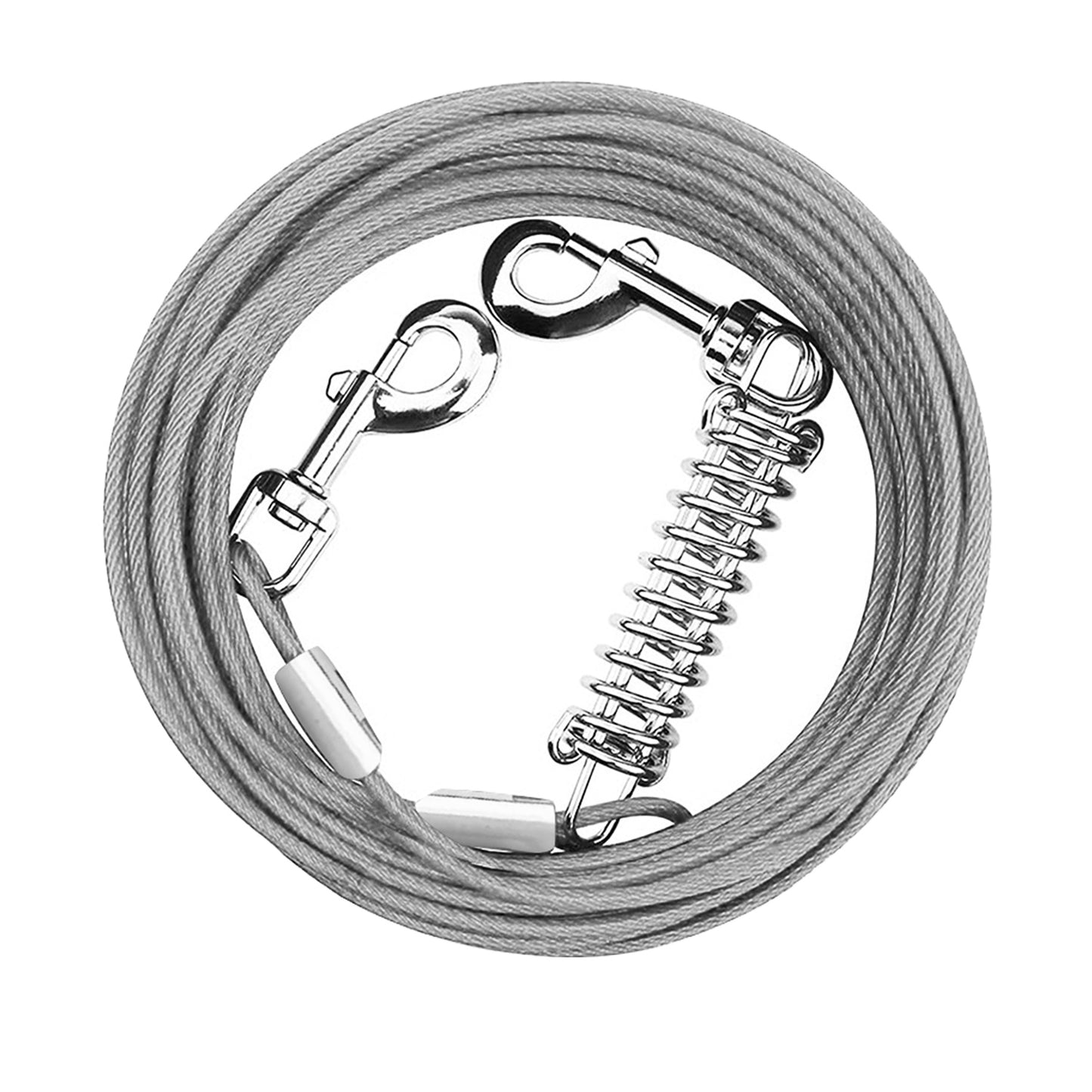 29.5FT Dog Tie Out Cable Long Dog Leash Chew Proof Lead Dog Chain with Durable Spring 360¡ Rotatable Clips PVC Case for Outside Yard Caming