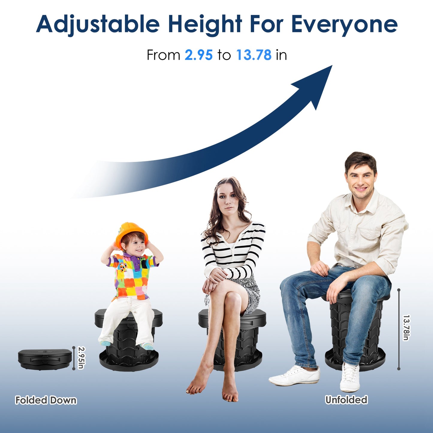 Retractable Portable Toilet Collapsible Portable Potty for Adults Emergency Toilet Kit with Adjustable Height Lid 20 Garage Bags Carry Bag for Camping