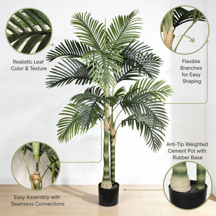 6FT Artificial Golden Cane Palm Tree with Black Pot