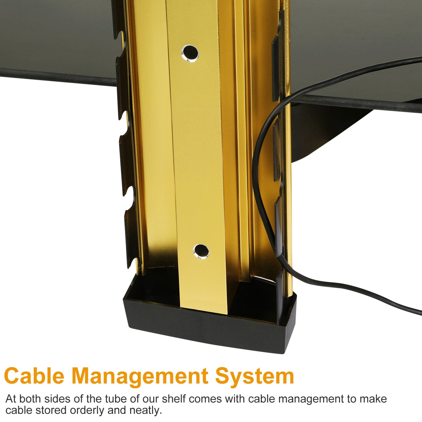 Floating Wall Mounted Strengthened Tempered Glass Shelf for DVD Cable Boxes