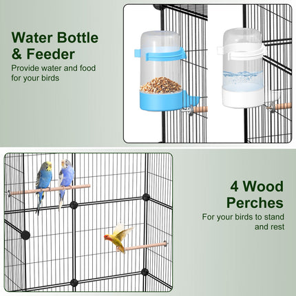 46-Inch Bird Cage with Wooden Perches and Lockable Wheels