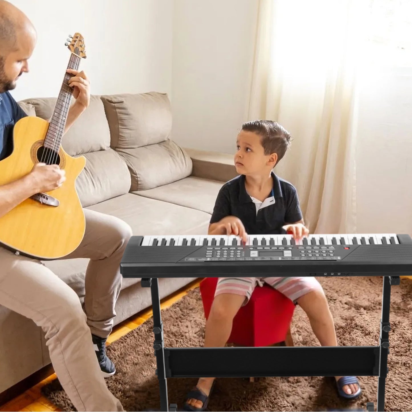 61 Keys Digital Music Keyboard Electric Piano Electronic Musical Instrument Kids Learning Keyboard with Light Up Keys Microphone for 3-12 Year Old Kid
