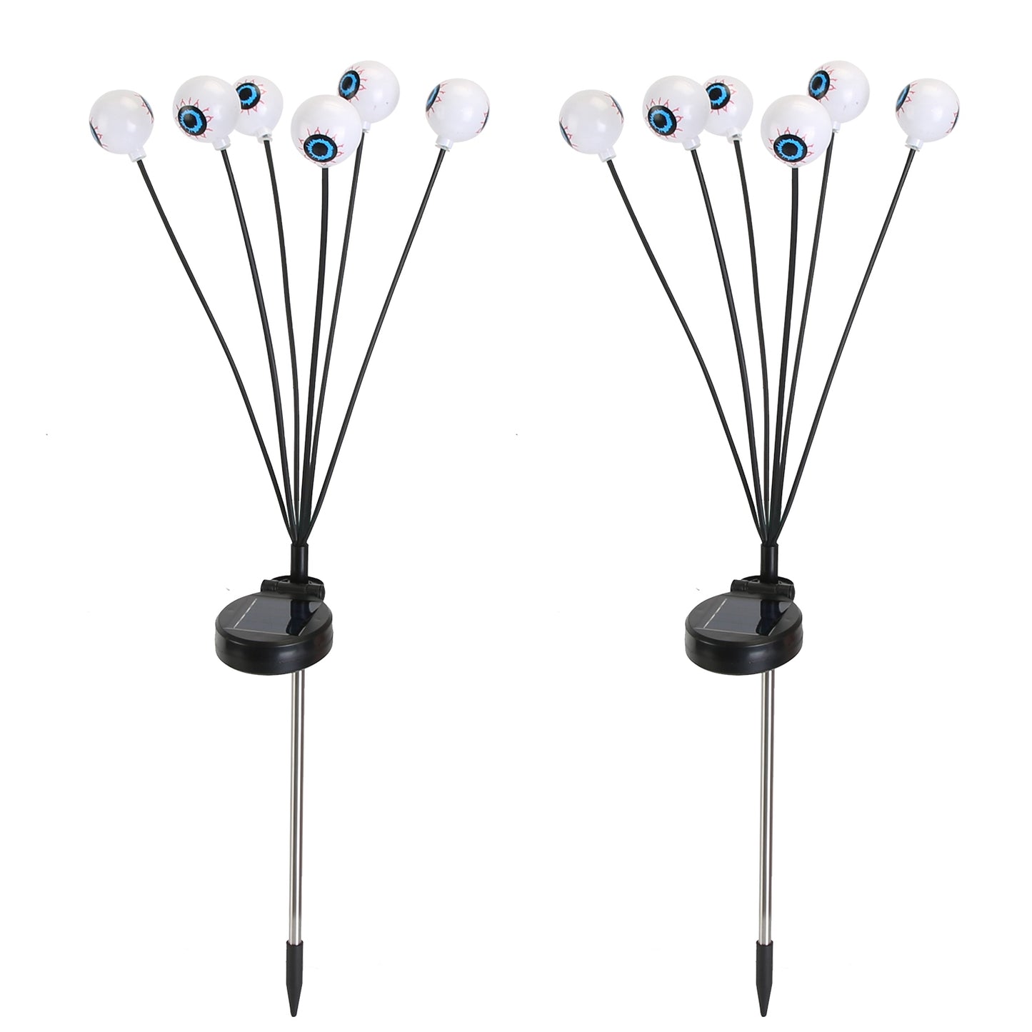 2Packs Solar Scary Eyeballs Lights Outdoor Halloween Decoration Swaying Light Halloween Path Lights Ornaments with Total 12LED IP65 Waterproof for Yar