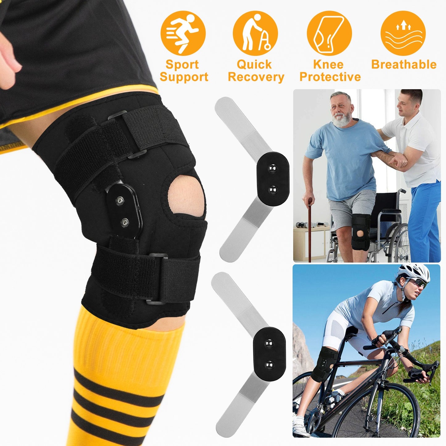 Sport Knee Brace Adjustable Open Patella Knee Support Compression Knee Wrap For Running Climbing Pain Relief Recovery of Injured Knee