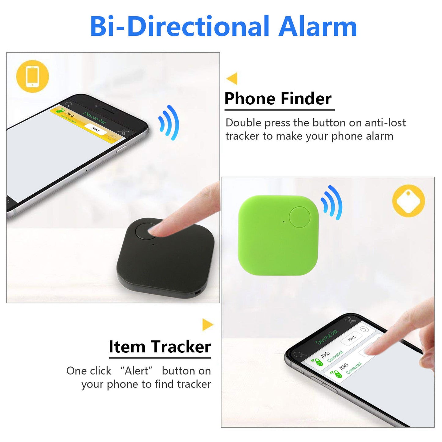iMounTEK Anti-Lost Tracker Key Finder Bi-directional Real Time Locator 25m/82ft Remote Control for iPhone X Samsung S9