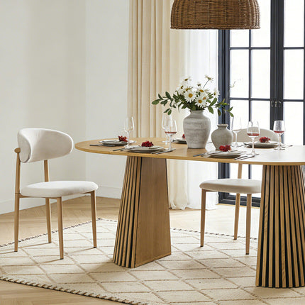 Upholstered Dining Chairs Set of 2 with Curved Back