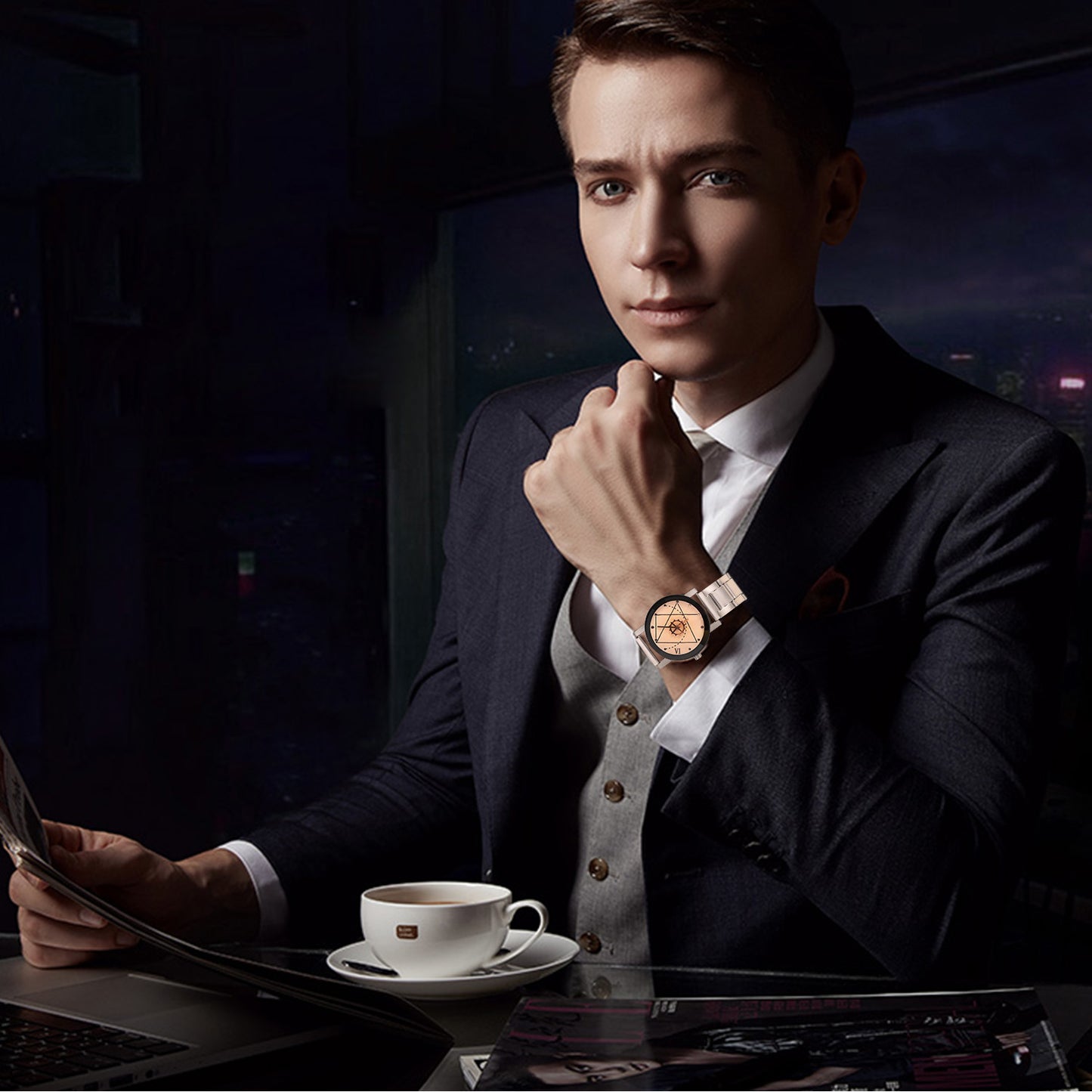 Couples Quartz Watch Men Women Stainless Steel Wrist Watch Ultra-Thin Cutting Craft Luxury Fashion