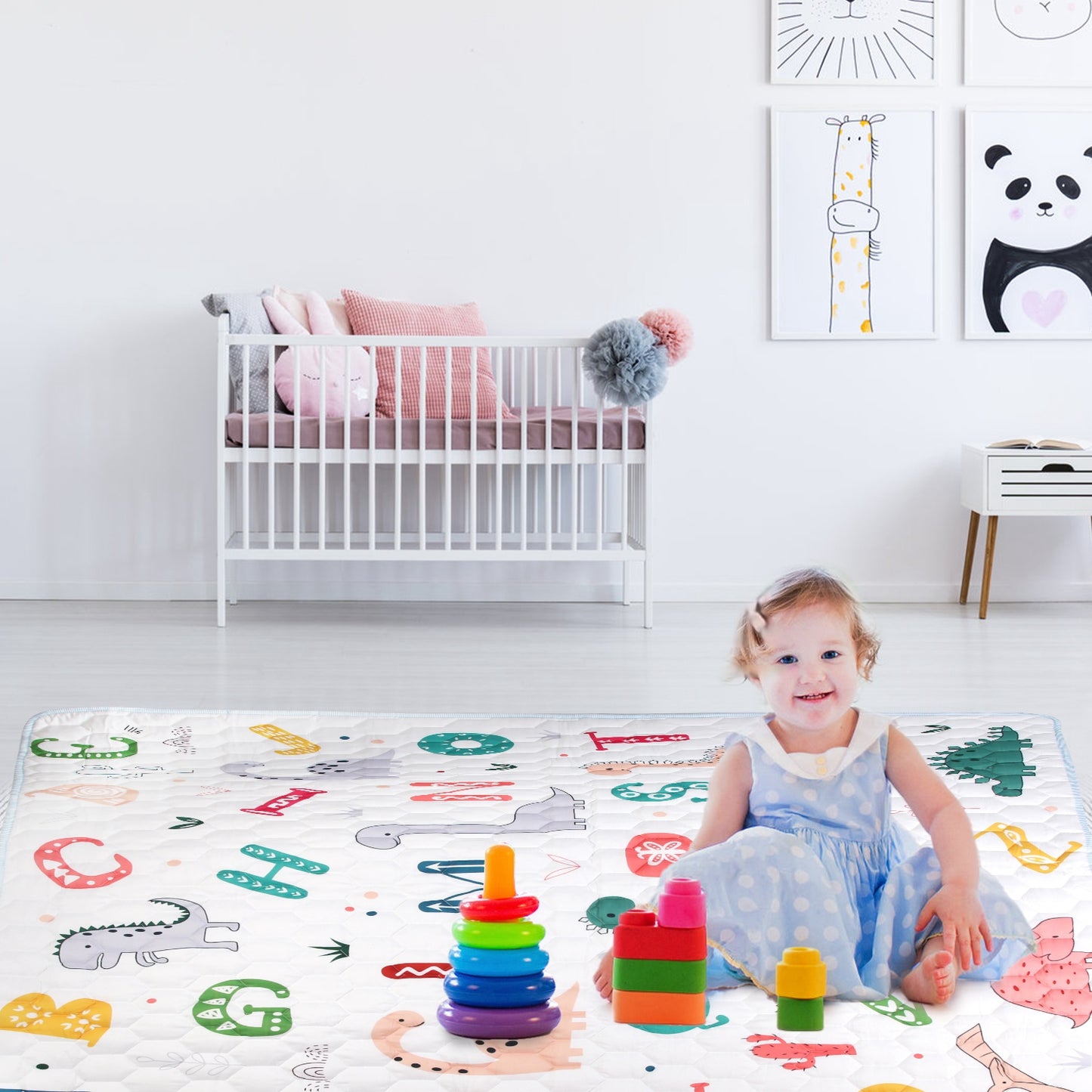 50x50IN Baby Play Mat Non-Slip Baby Crawling Mat Foldable Playpen Mat Machine Washable for Newborns Infants Babies Toddlers