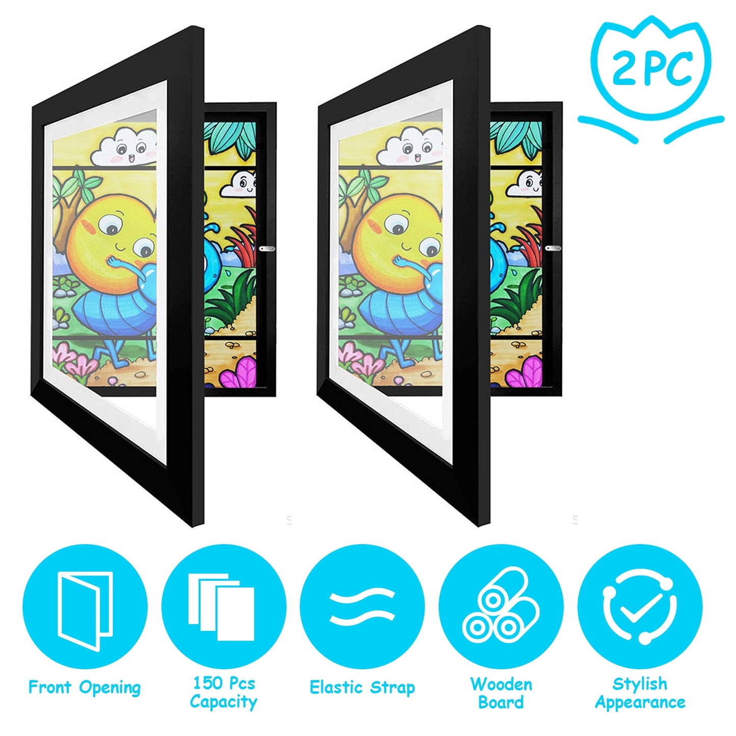 11.69x16.53in Kids Art Frame Front Opening Wooden Frame Artwork Display Storage Frame A3 Picture Frame Wall Display for Photo Art Projects Picture Chi
