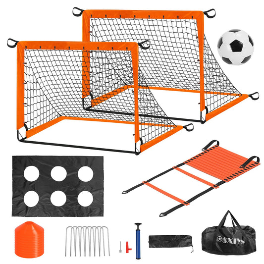 Kids Soccer Goals Set For Backyard Portable Soccer Training Equipment with Ball Pump Cones Agility Ladder Target Carry Bag For Toddler Age 3+ Outdoor