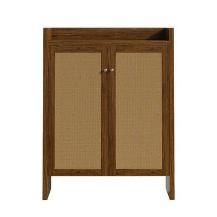 Rattan Shoe Cabinet with Doors, 6-Tier Storage Organizer